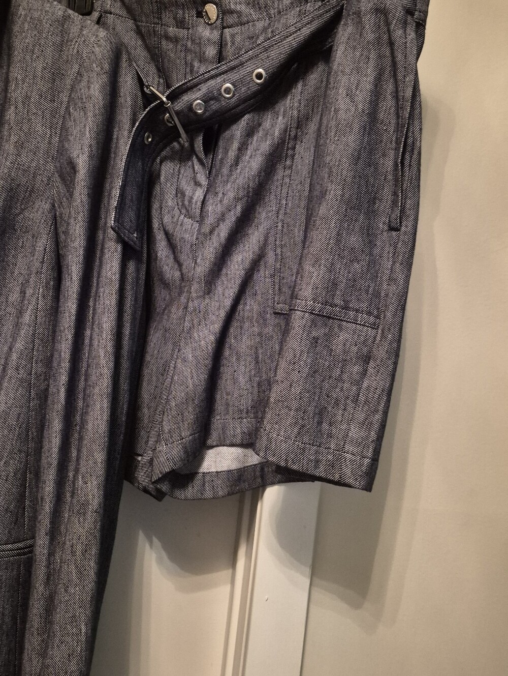 High-Waist Belted Denim Shorts Karl Laferfield